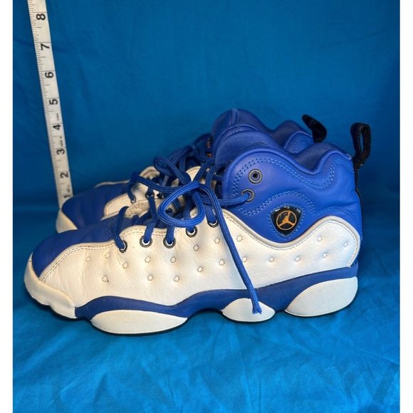 Nike Team Pro Jordan Jumpman Blue/White Leather Kids Youth 820273-400 Size 5Y